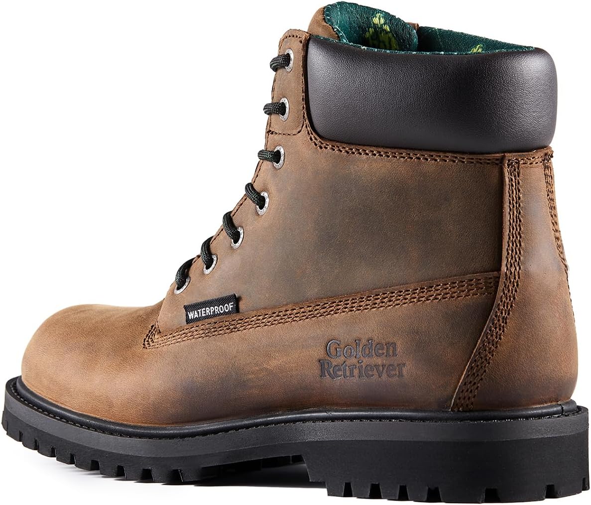 Golden Retriever Soft Toe Waterproof Work Boots For Men,6-Inch Leather Work Boots For Industrial Construction, Slip Resistant Durable Breathable Safey Boots, EH G61867 - Image 3