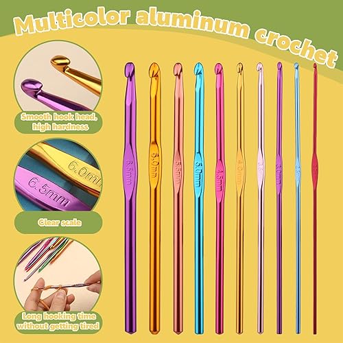 Miniatura 31 de IMZAY Juego de 110 ganchos de ganchillo, juego de agujas de ganchillo con estuche de almacenamiento, agujas ergonómicas para tejer romas, marcador