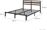 Zinus Kai Bed 140 x 200 cm - 80 cm High - Sustainable Bamboo and Metal Bed Frame with Headboard - Metal Bed with Slatted Frame - Underbed Clearance - Easy Assembly - Black and Brown - 5