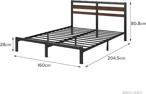 Zinus Kai Bed 140 x 200 cm - 80 cm High - Sustainable Bamboo and Metal Bed Frame with Headboard - Metal Bed with Slatted Frame - Underbed Clearance - Easy Assembly - Black and Brown - 5