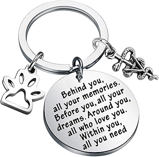 FEELMEM Vet Tech Gift Veterinary Student Gift Behind You All Your Memories Keychain