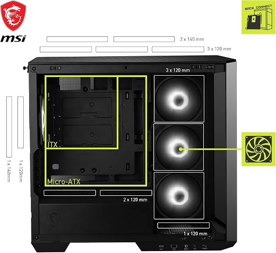 Msi Mag Panel M100r Pz Tempered Glass 3x120mm 1x120mm Argb Fan Matx Panoramic Gaming Computer Case