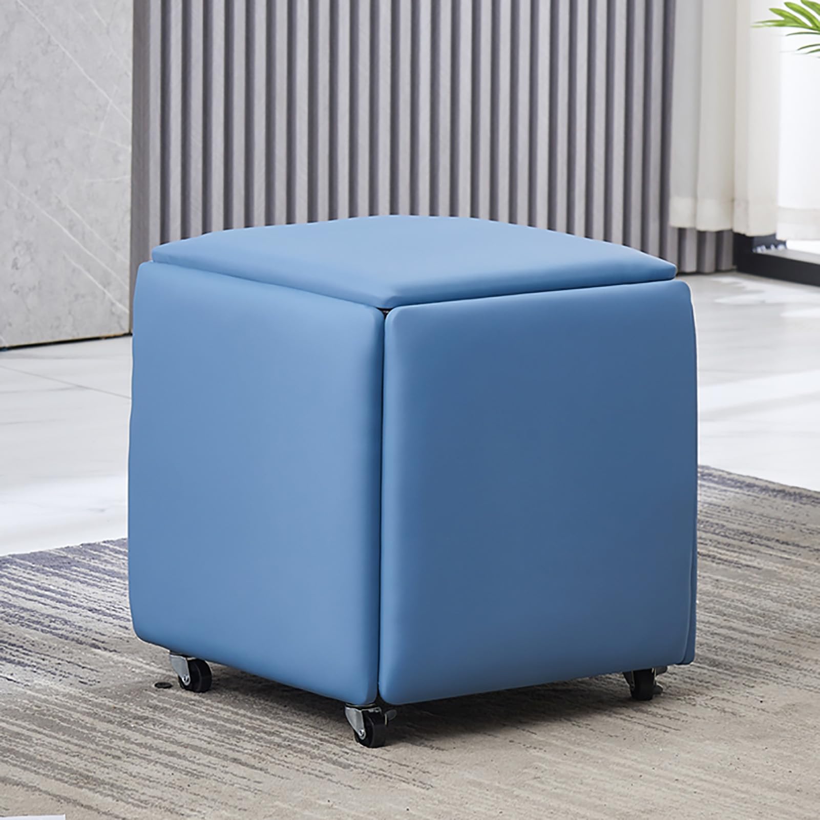 Pouf cube 5 en 1 résistant en cuir PU pour résoudre le manque de sièges dans votre salon