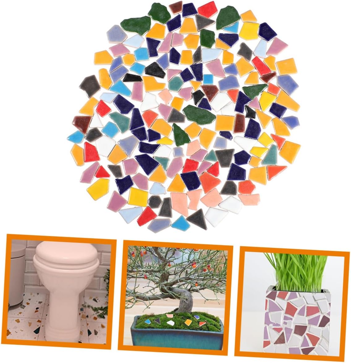 Gatuida Ceramic Mosaic Tiles DIY Craft Supplies Mixed Colors Irregular Pieces for Handmade Artworks Photo Frames Flowerpots Stepping Stones Home Decor