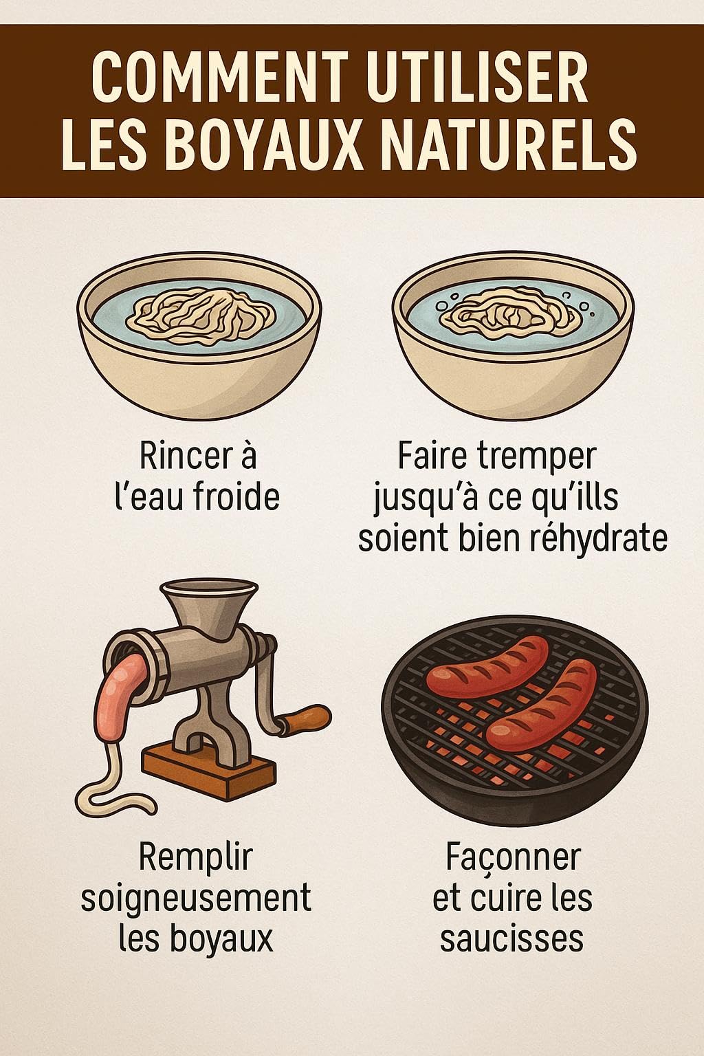 Boyaux naturels de Mouton 20 mètres calibre 22/24 – Emballés sous-vide – Pour 6 kg de charcuterie - Résistant à la cuisson – Convient au fumage et au barbecue.