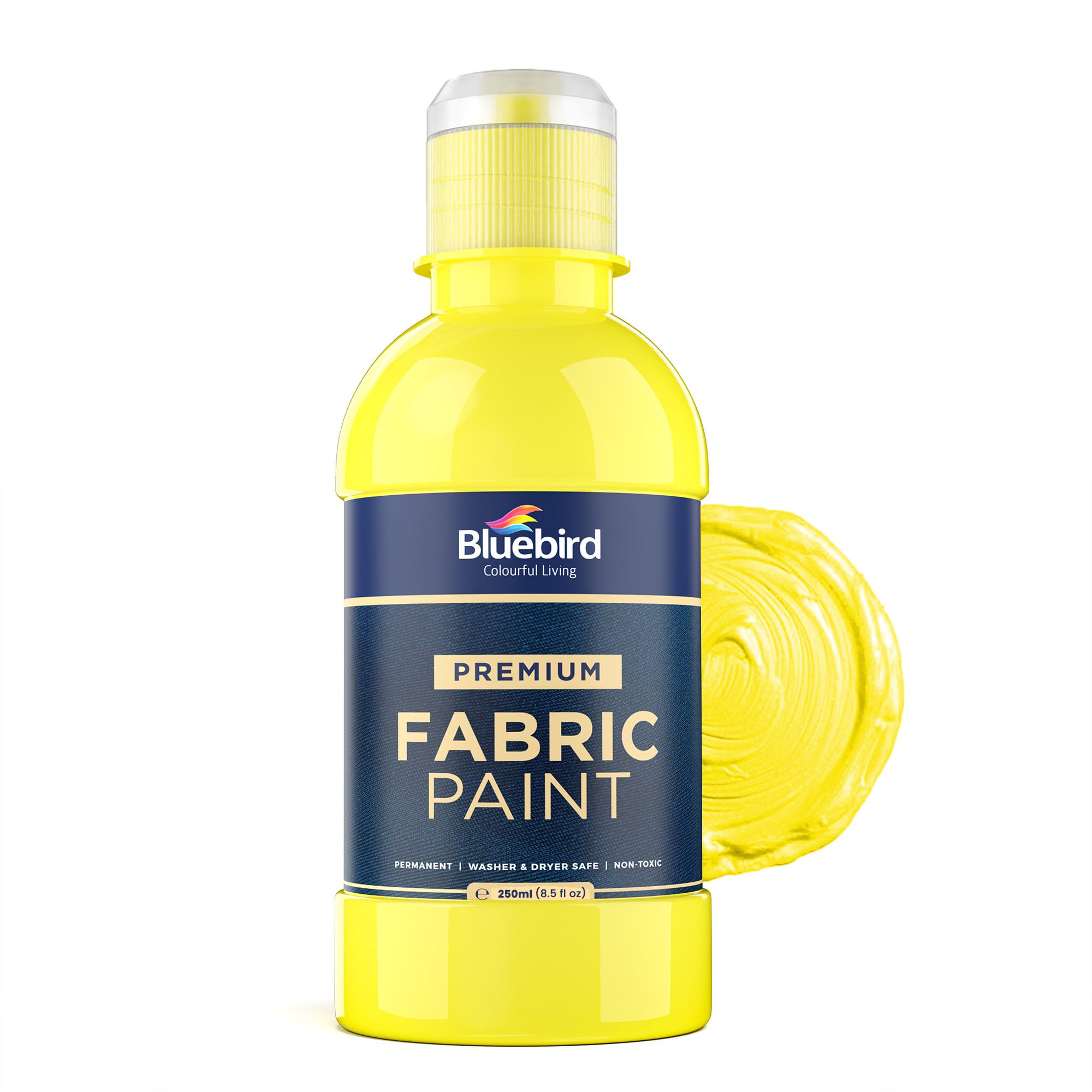 BLUEBIRD Fabric Paint, Lemon Yellow, 8.5 Fl Oz, Permanent Fabric Paints for Easter Decor, Clothes, Furniture Upholstery