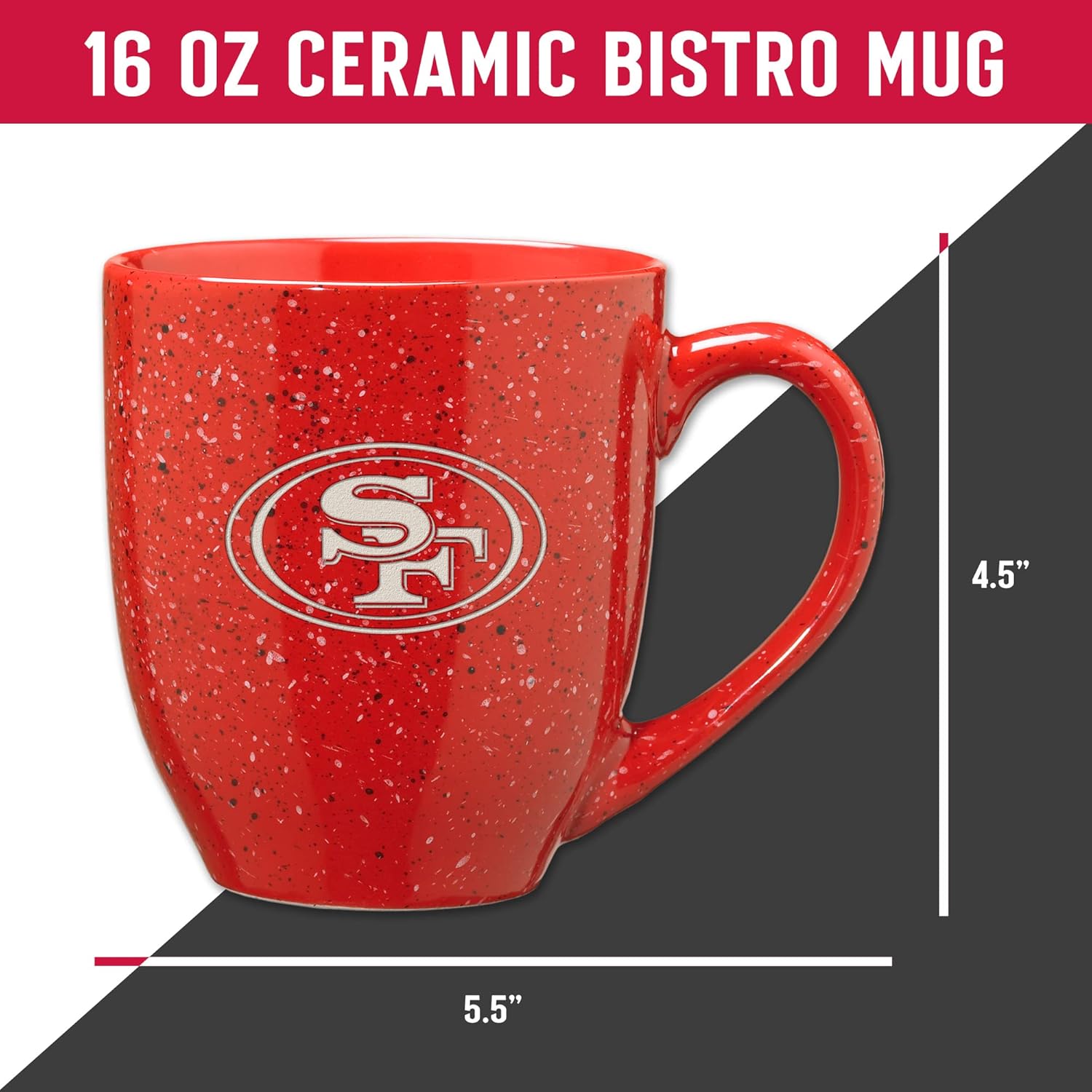 Rico Industries NFL Football 16 oz Team Color Laser Engraved Speckled Ceramic Coffee Mug - Image 5