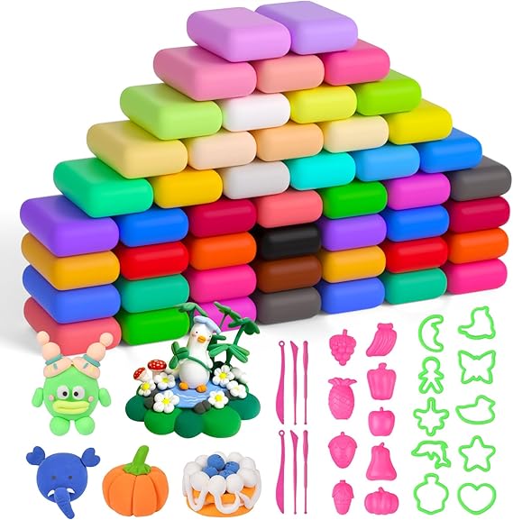 Set 52 Pezzi Pasta Modellabile Per Bambini – 12 Vasetti Di Plastilina, Macchine E Stampini, Regalo 3-12 Anni - 2