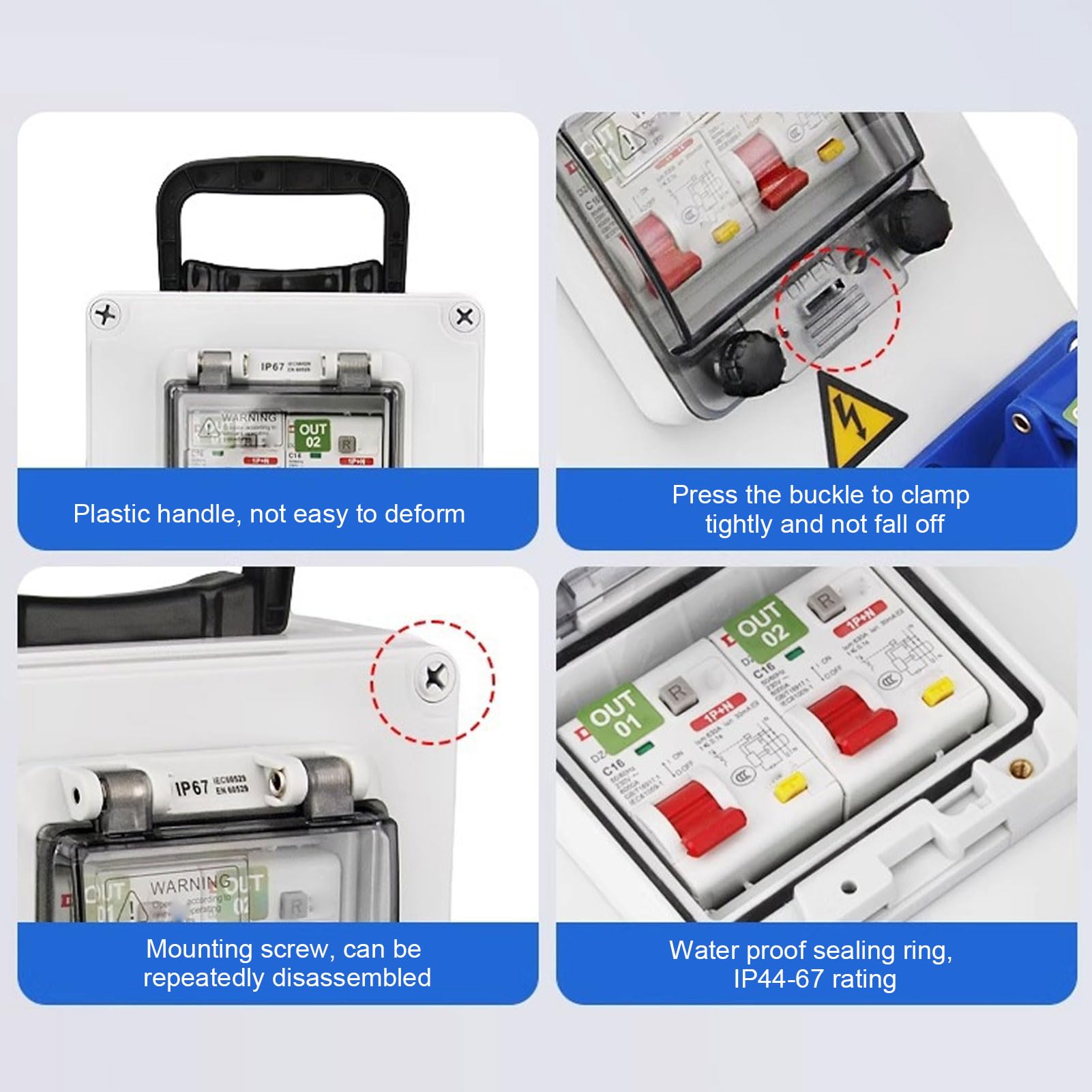 Generic Presa Industriale Portatile della Scatola di Distribuzione della Presa Elettrica per L'officina del Cantiere 10,2" X6,7" X5,5"
