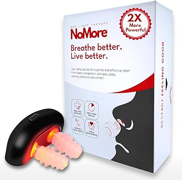 Original NoMore Red Light Therapy for Nose LED Nasal Device for Dry Nose & Sinus Comfort, No More Colds, USB-Rechargeable Light Therapy