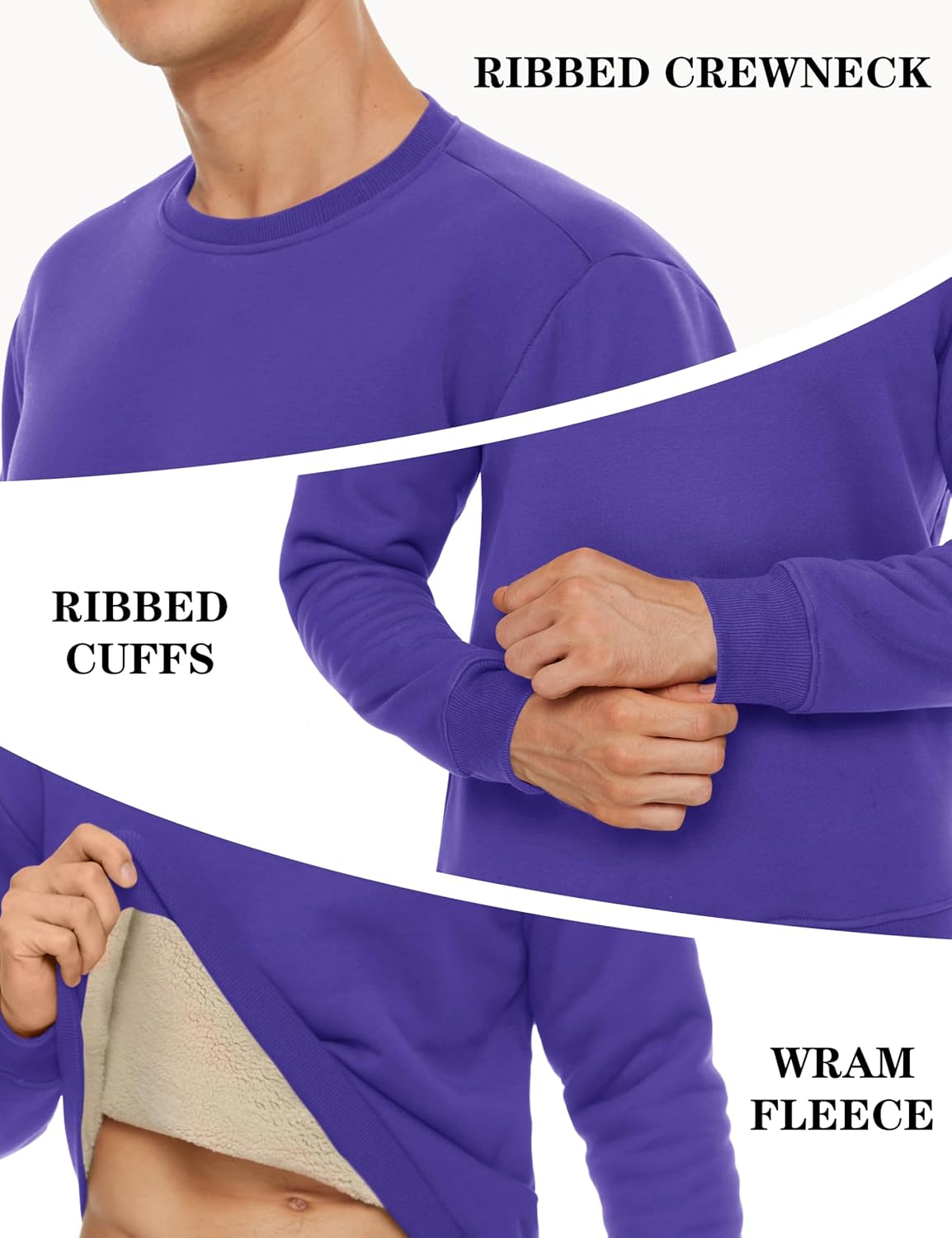 TACVASEN Men's Crewneck Sweatshirt Warm Sherpa Lined Thermal Sweatshirts Heavyweight Long Sleeve Winter Fleece Pullover Shirt - Image 5