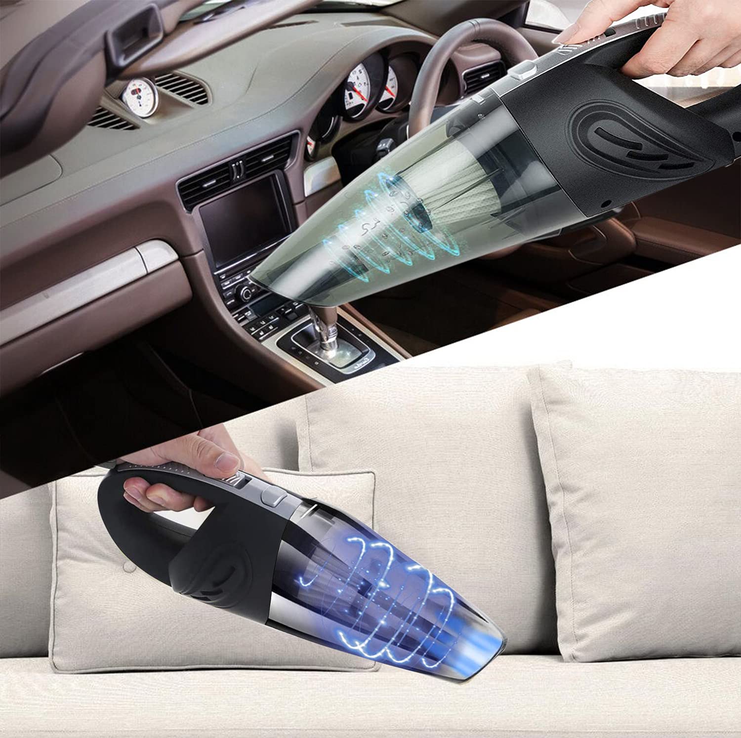 Aspirapolvere portatile senza fili, aspirapolvere per auto ad aspirazione forte da 6,6 Kpa, aspirapolvere portatile senza fili per auto/casa/ufficio, leggero e silenzioso a basso rumore
