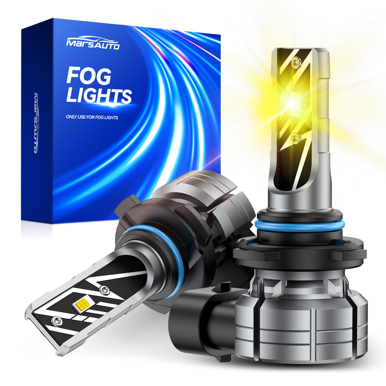Marsauto H10 9145 LED Fog Light Bulbs Yellow, 14,000LM 3000K Amber H10 9140 9145 LED Bulb Yellow Fog Lights, Non-Polarity 70000 HRS Lifespan for Fog Lights and DRL, Tail Light Covers