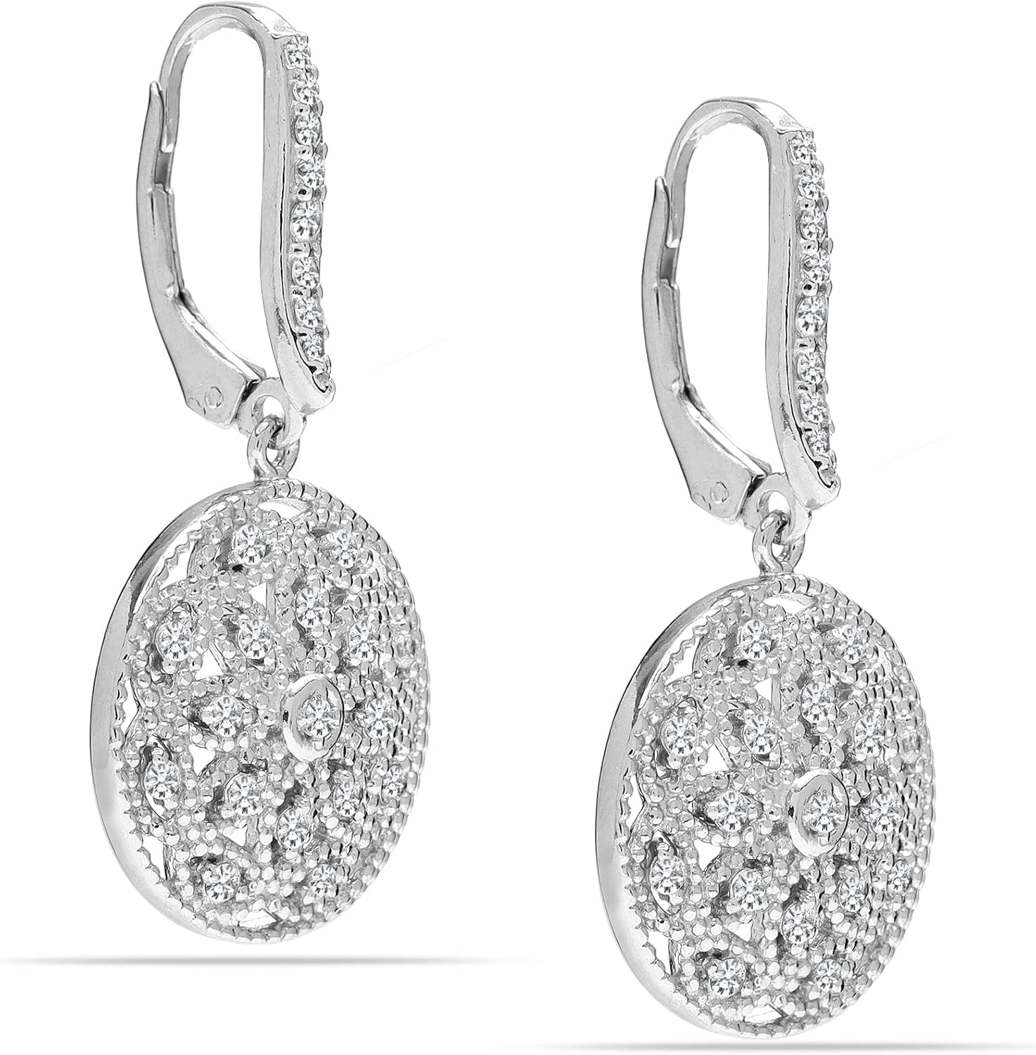 LeCalla 925 Sterling Silver CZ Leverback Earrings | Lightweight Drop Dangle Earrings for Women | Drop Earring Leverback CZ Earing for Jewelry Gifts - Image 3