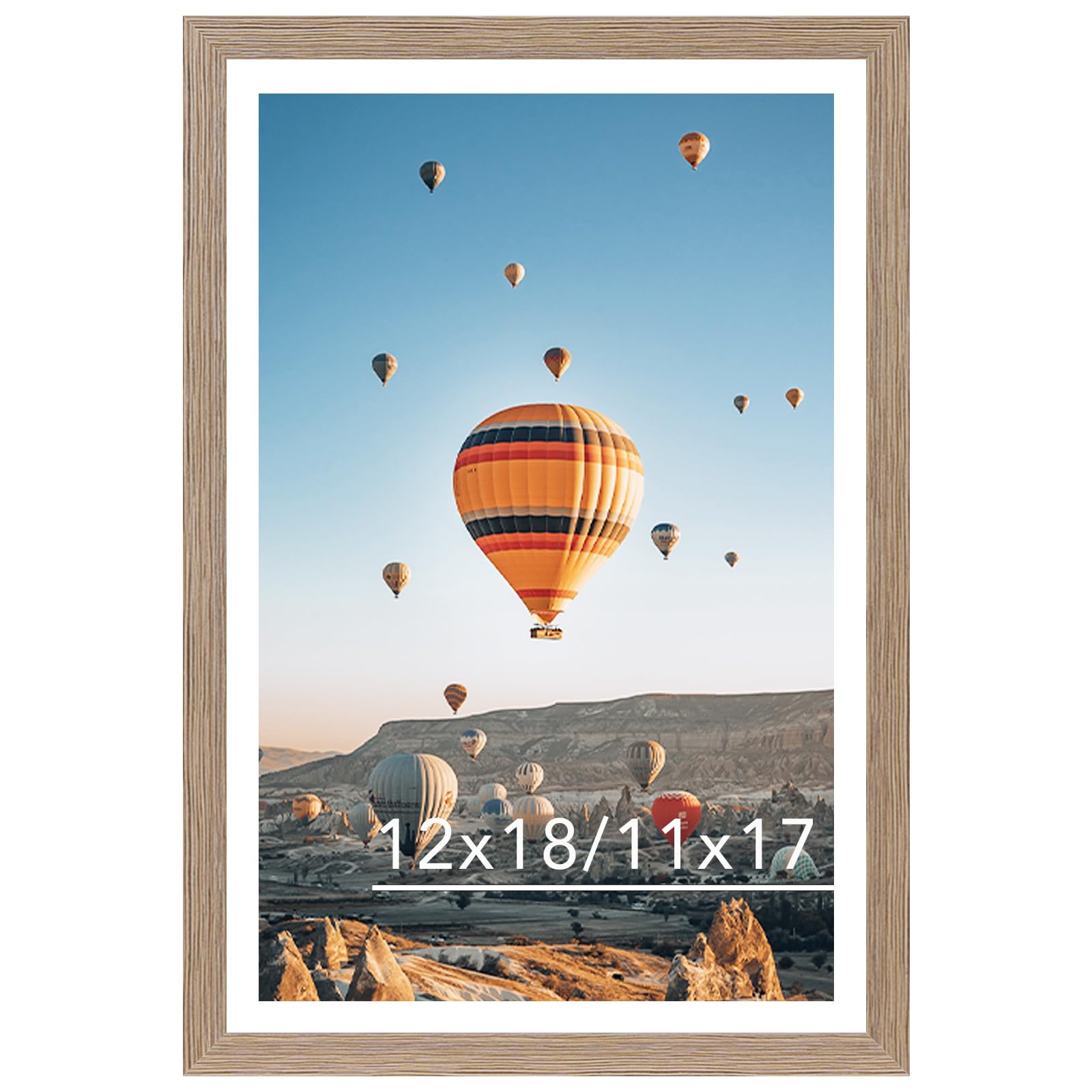JCJMY 12x18 Picture Frame with 11x17 Mat, Display Photo 11x17 with Mat or 12 x 18 Without Mat, Wall Hanging Large 12 by 18 Poster Frame with Plexiglass, Rustic Brown