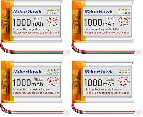 MakerHawk Lipo Battery 803040 - Batería recargable de polímero de litio con conector micro PH1.25, circuito de protección integrado para