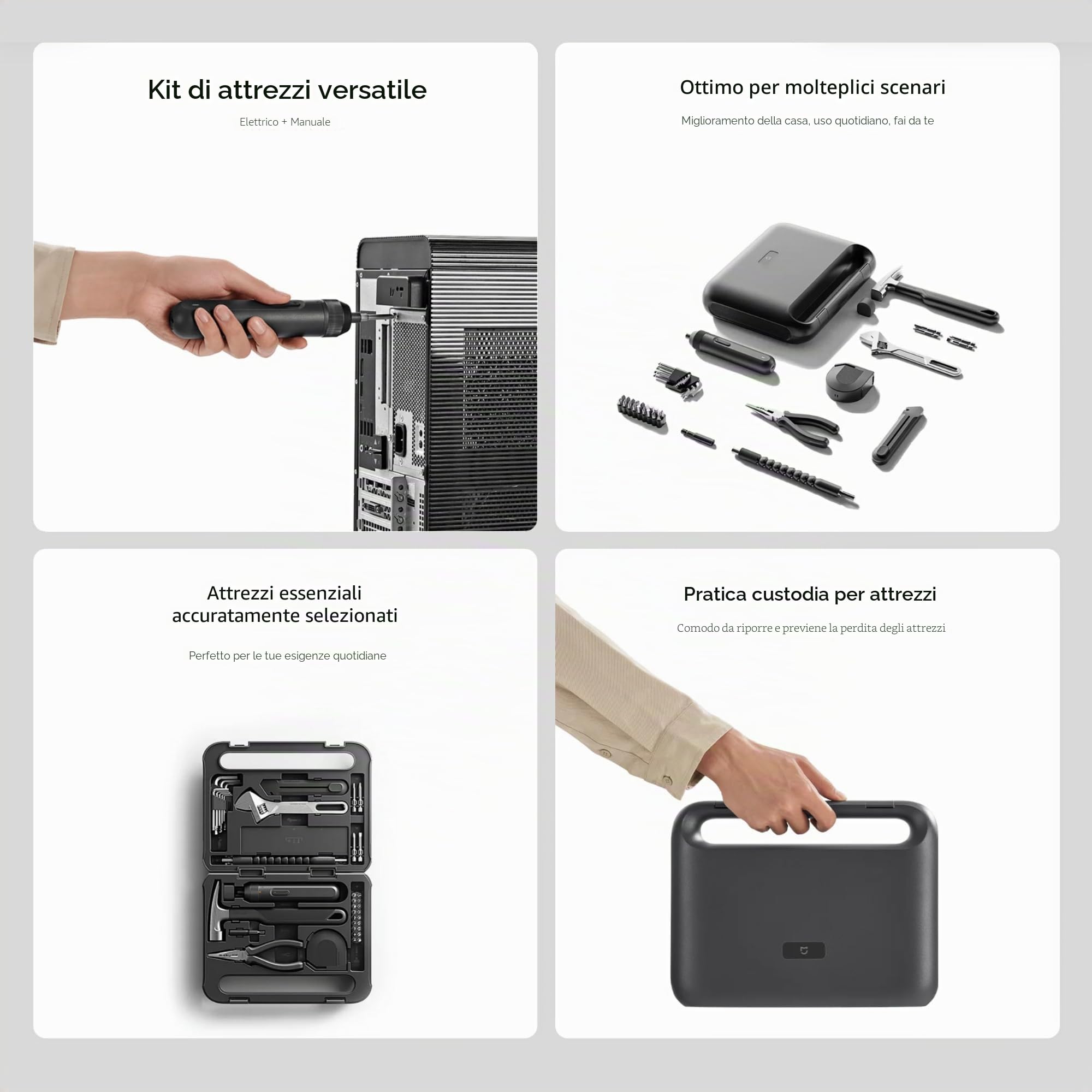 Xiaomi Mijia Set di strumenti Set di strumenti con cacciavite elettrico Set di cacciaviti strumenti per falegnameria casa montaggio mobili conveniente per il fai da te e il