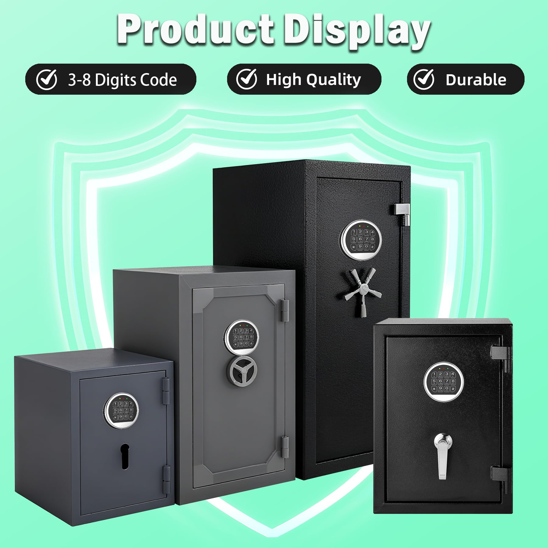 Cerradura electrónica de repuesto para pistola de seguridad con cerradura de perno oscilante, teclado digital cromado de alta seguridad, caja de seguridad ignífuga