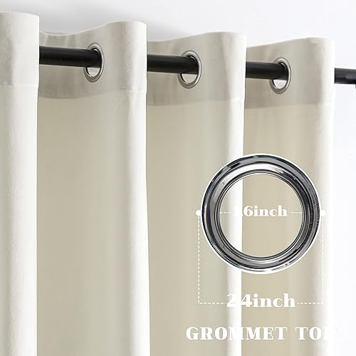 Miniatura 3 de VANASEE Cortinas de terciopelo marfil de 84 pulgadas de largo, cortinas de oscurecimiento de habitación para dormitorio, tratamiento de ventanas