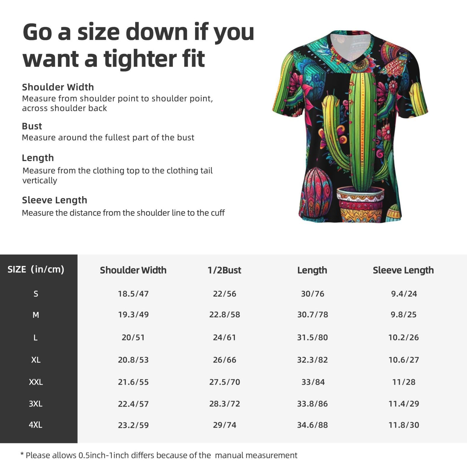 Stylish Athletic Sports Jersey Colorful-Cactus-Pattern Men's Rugby Jersey X-Large