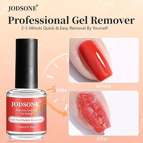Miniatura 2 de JODSONE Kit de removedor de esmalte de uñas de gel, juego con removedor de esmalte de uñas de gel de 0.5 onzas, aceite de cutícula y cinta de látex,