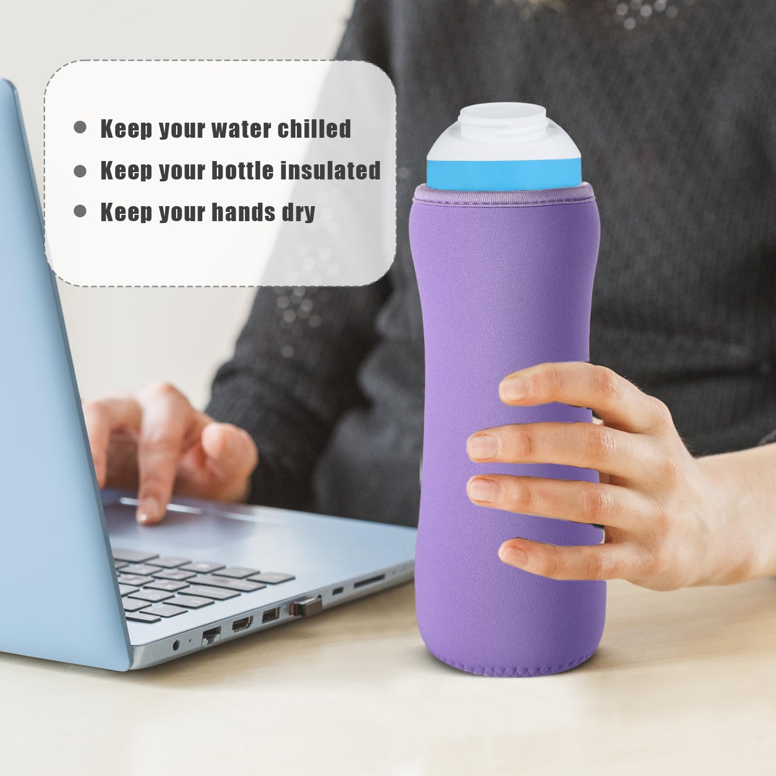 PEUTIER 2pcs Sleeve for Cirkul Water Bottle 22oz Water Bottle Sleeve for Cirkul Plastic & Stainless Steel Bottle Neoprene Insulated Water Bottle Cover for Retaining Temperature - Image 4