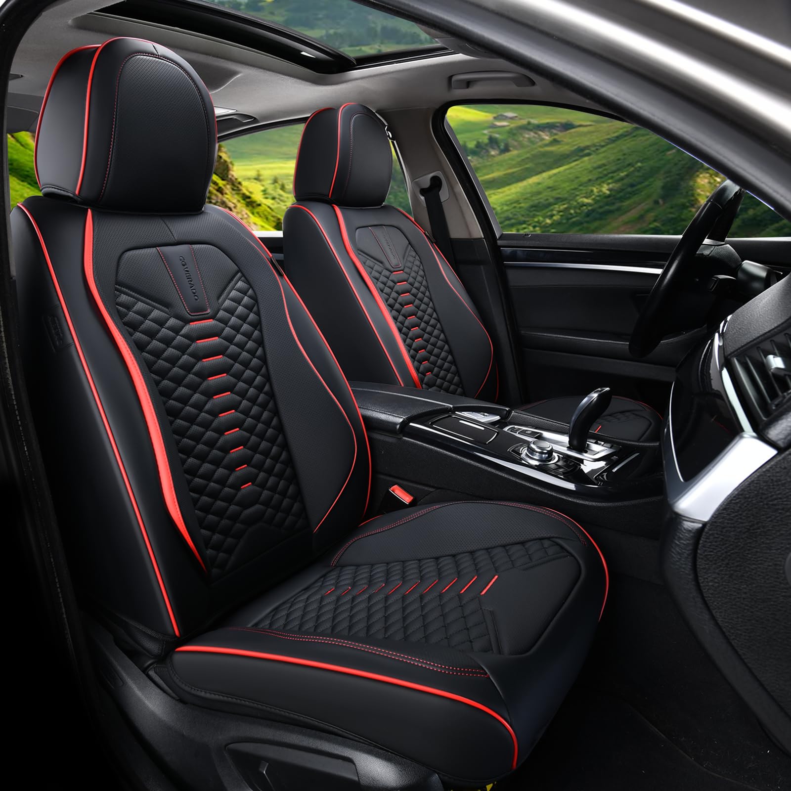 Coverado Seat Covers Full Set Waterproof Nappa Leather Seat Covers for Cars 5 Seats Universal Car Seat Protectors