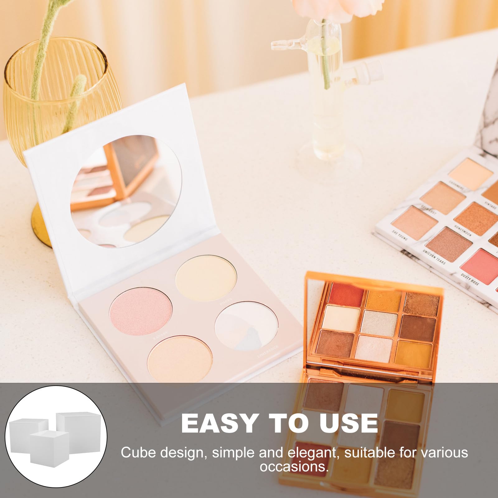 Set da 3 Espositore in Acrilico Cubico Bianco, Scatole Espositive Quadrate per Vetrina, Supporto Stabile per Esposizione Gioielli e Dessert, per Negozi e Fotografia Professionale