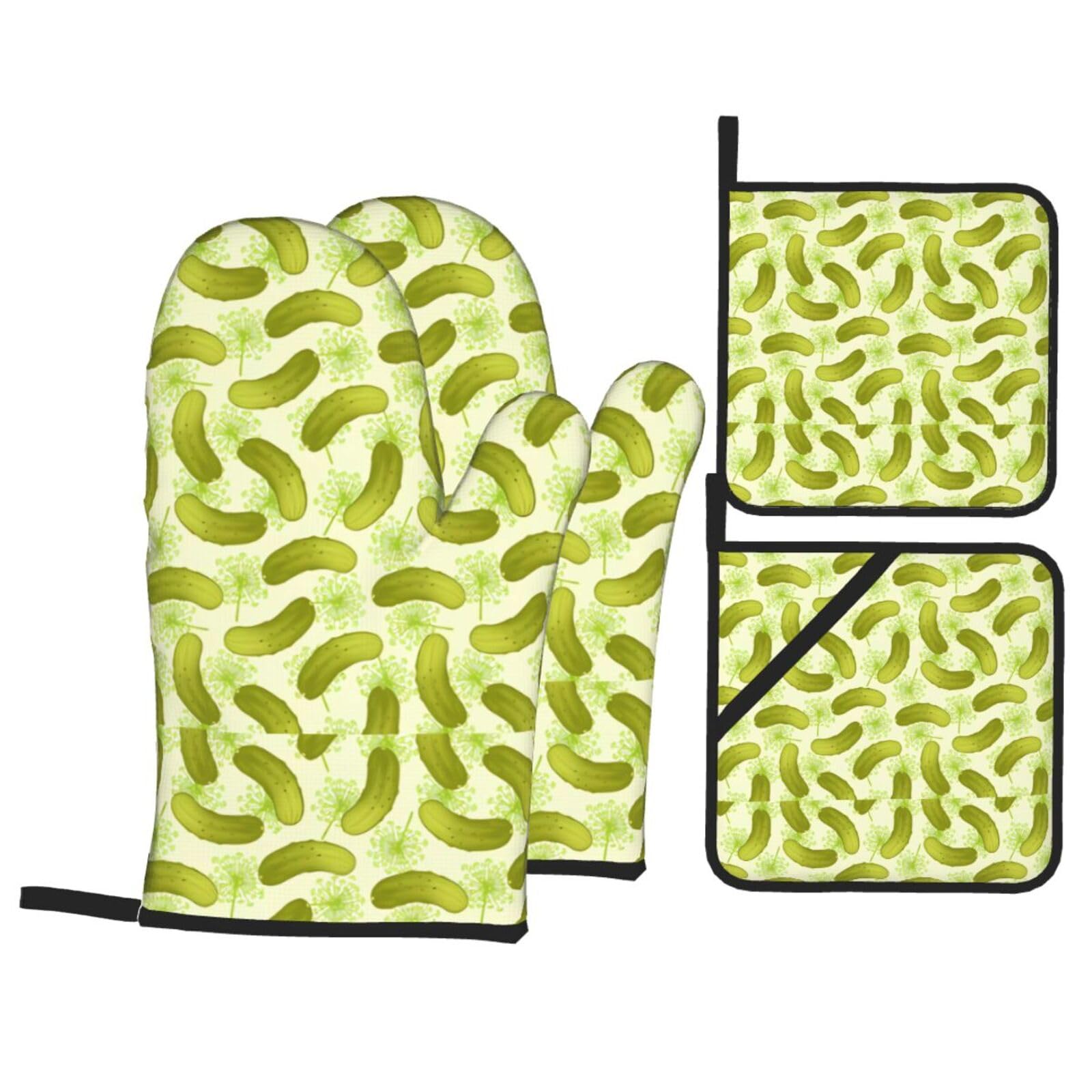 YYHHAOFA Sushi Dill Pickles Prints Kitchen Covers: Waterproof Oven Layers for Easy Cooking & Cleanup - 4 Piece Heat Shield Set