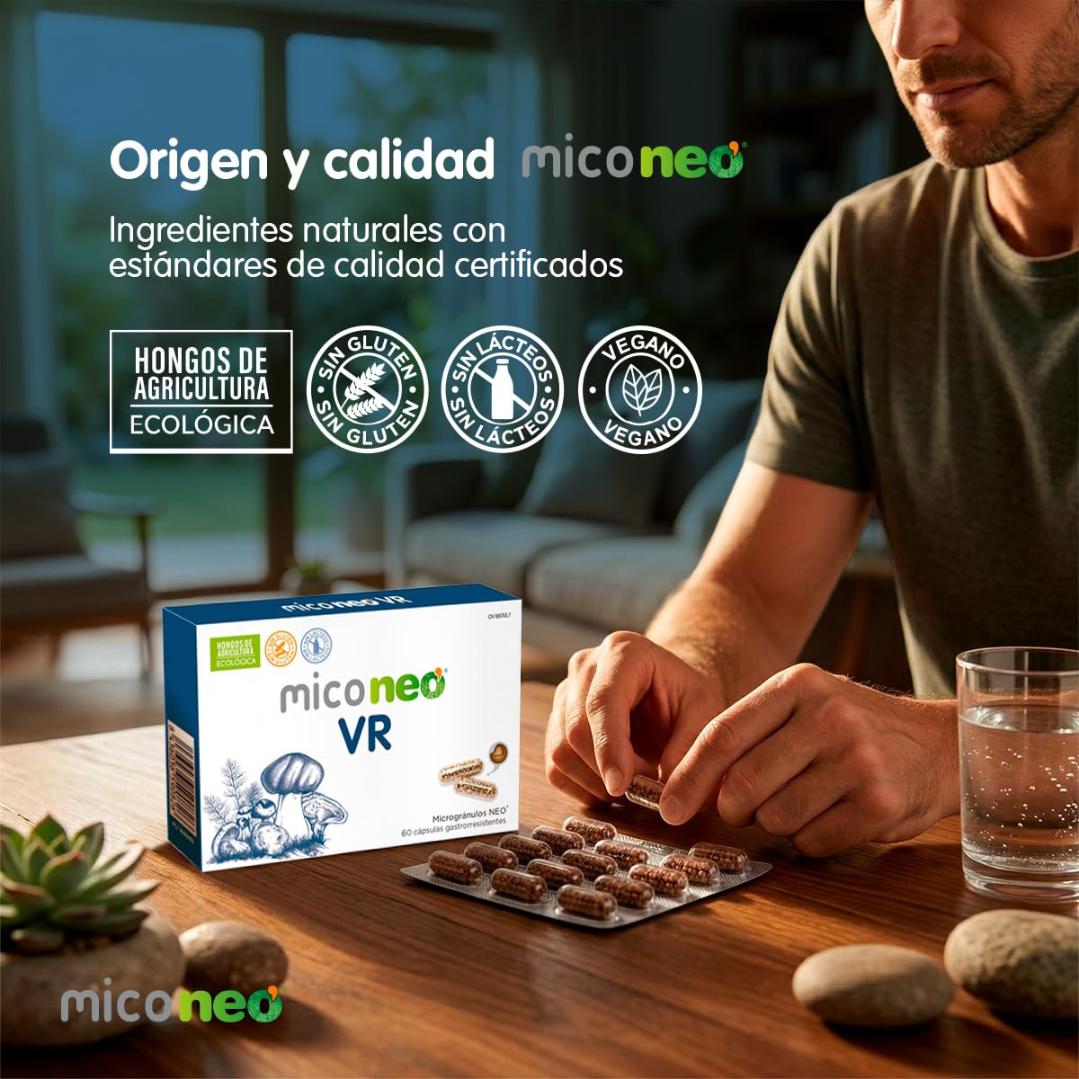 Mico NEO | VIR | Hongos de Agricultura Ecológica | Microgránulos NEO | Apto para Vegetarianos | Sin Gluten ni Derivados Lácteos | 60 Cápsulas | Tomar 1 o 2 Cápsulas al Día