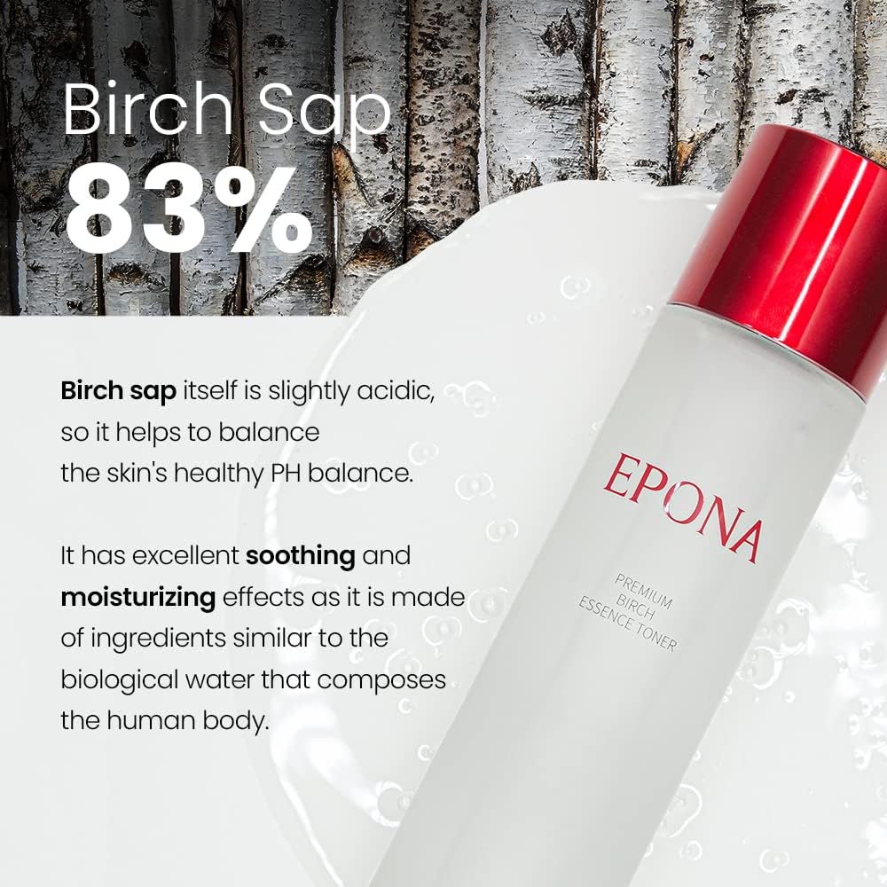 Epona Facial Toner, Premium Birch Essence Toner Birch 83%, 150 ml Hypoallergenic Sensitive face Toner to Cleanse, Recondition and Purify Skin, Non-Comedogenic, Quick-Absorbing