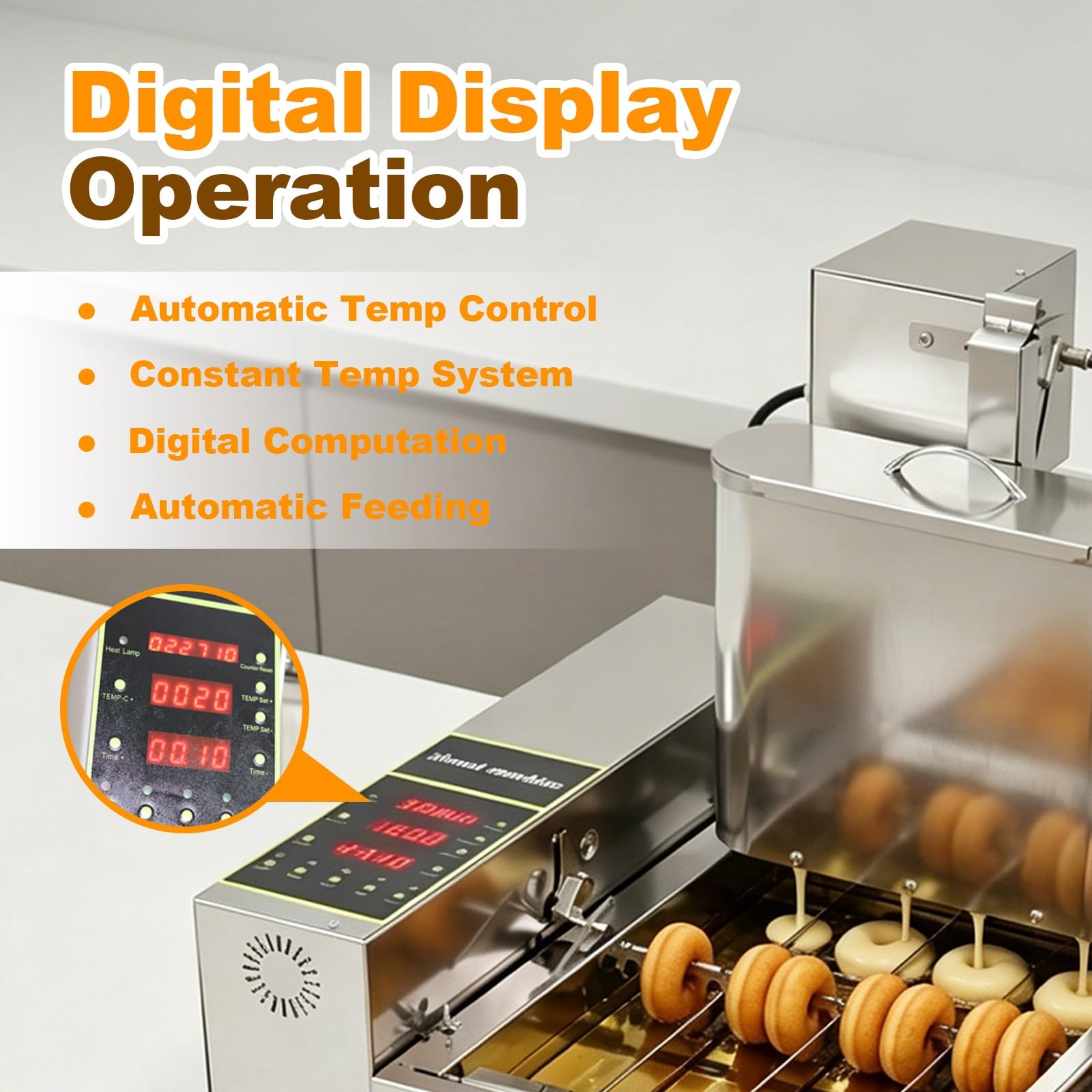 Machine à Beignets Automatique Professionnelle, Friteuse à Donuts 4 Rangées, Capacité 1800 Pcs/h, Acier Inoxydable 304, Équipement de Boulangerie et Pâtisserie Professionnel(110V)