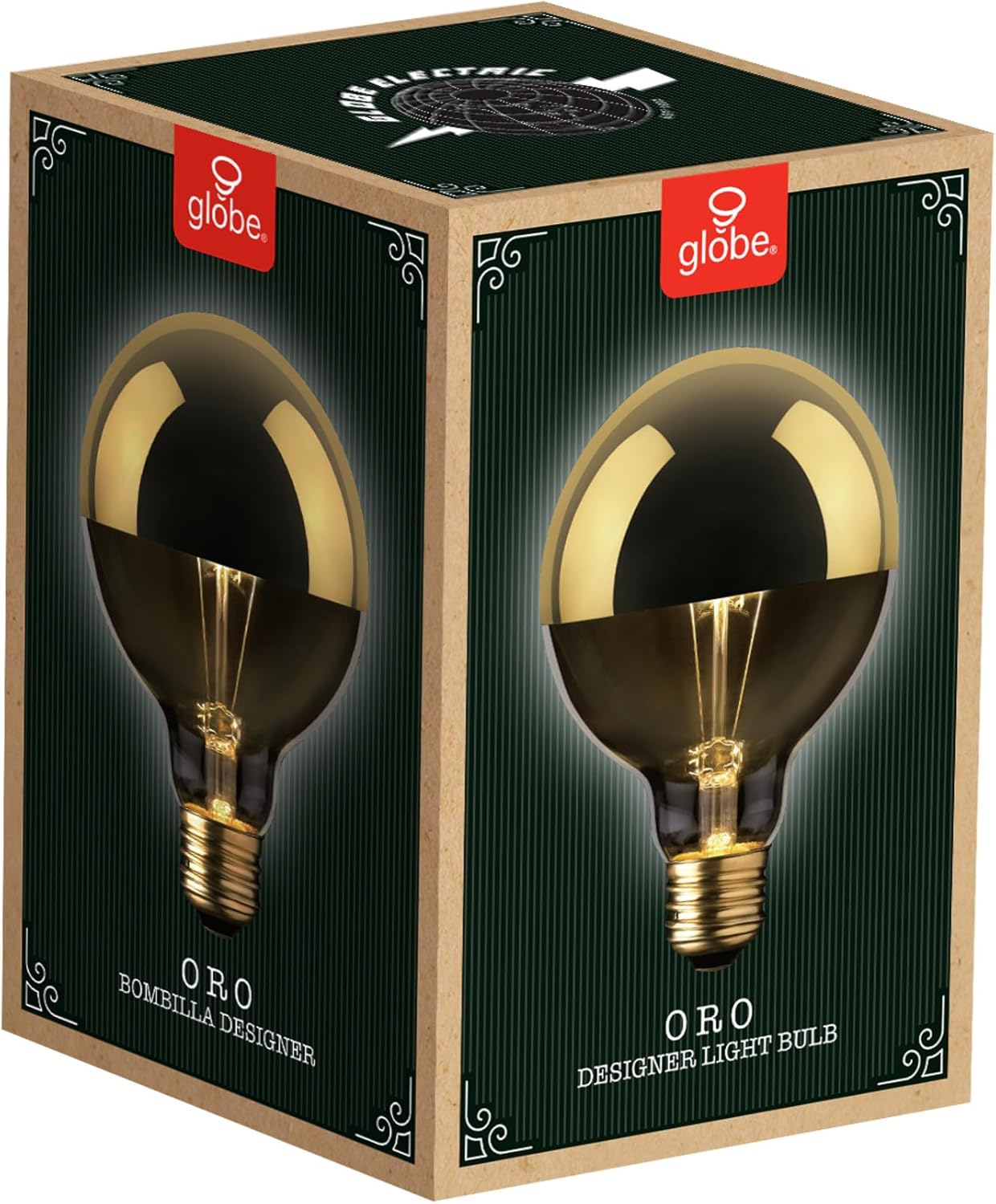 Globe Electric 84649 40W Gold Designer Vintage Edison Oro Incandescent Light Bulb, E26 Base, 220 Lumens