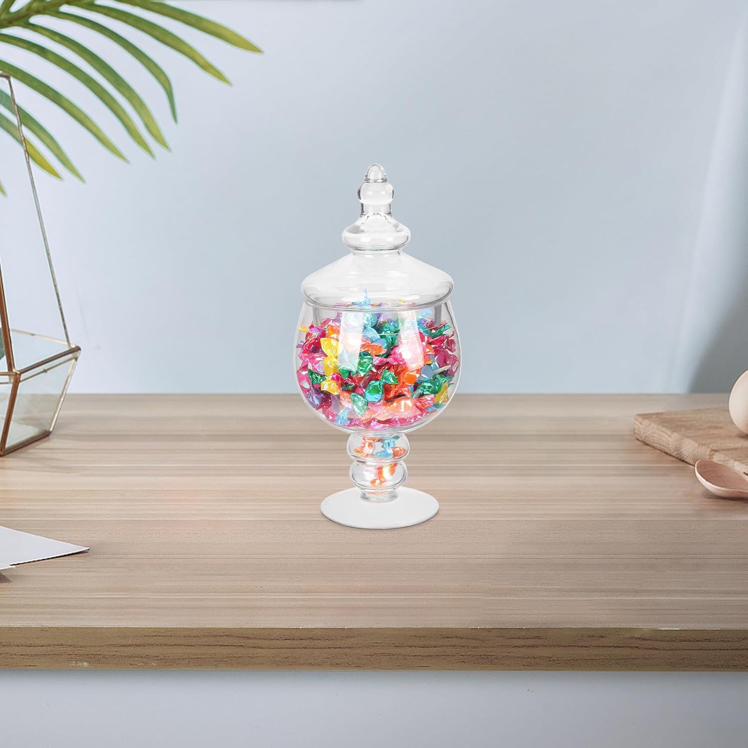 Glass Candy Jar with Lid Crystal Glass Candy Container for Wedding Party Snack Storage Dried Fruit Food Storage Canister