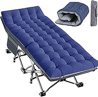 Vista 35 de Slsy Cuna de campamento con colchón de espuma viscoelástica de 2 pulgadas, cama plegable acolchada mejorada con bolsa de transporte, catre de dormir