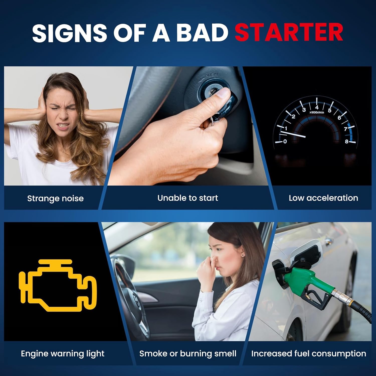 MOCA Starter Motor Fits for 2014-2017 for Acura RLX, 2013-2017 for Honda Accord V6 3.5L, 2013-2015 for Honda Crosstour V6 3.5L