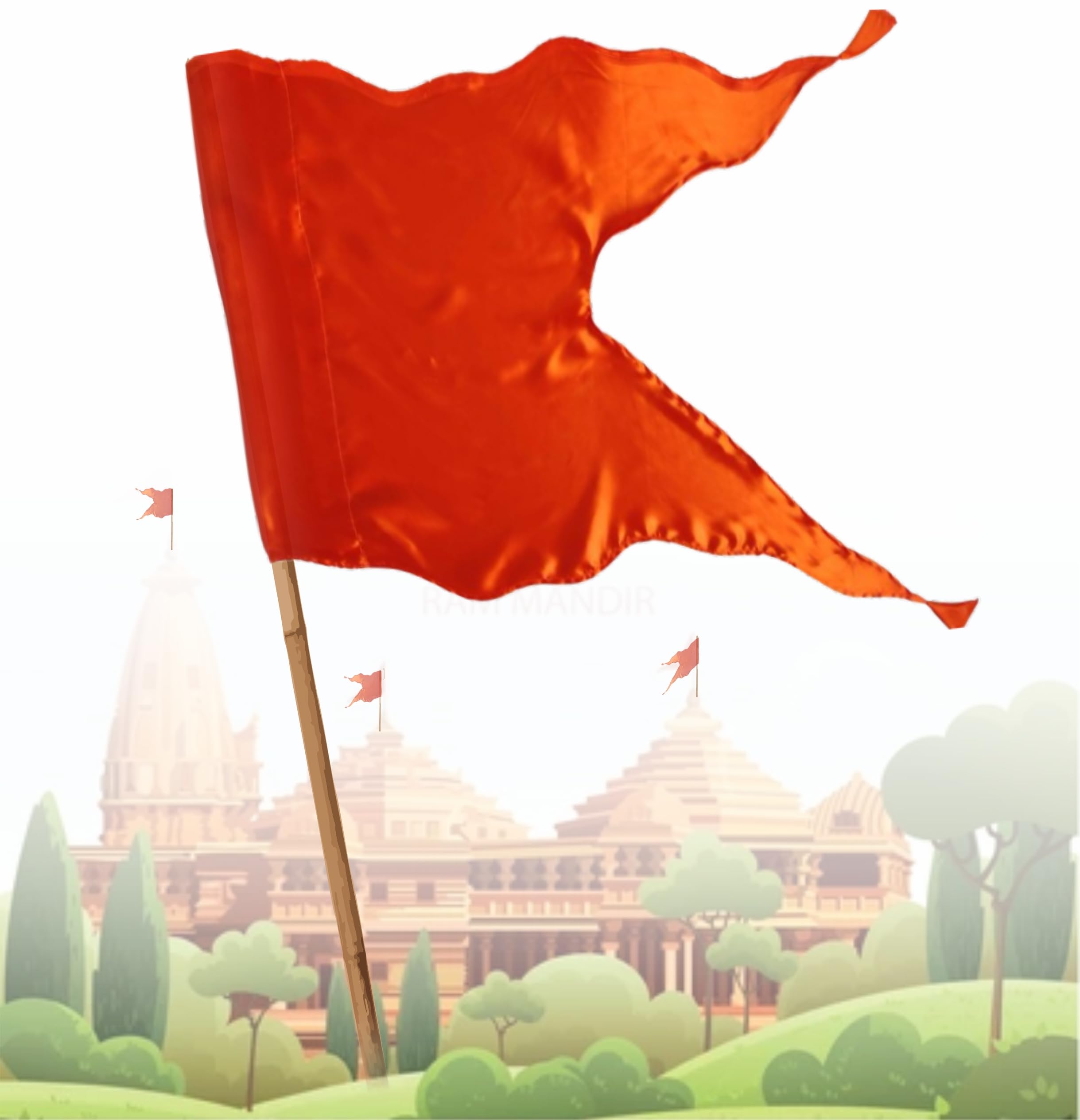 Craft Mania® Blank Saffron (Kesariya) Flag in Silky Satin for Yoga, Meditation, Om Shanti Bhawan, Temple, Hindu Bhagwa, Religious Use, Home & Bhagwa Dhwaj, Non-Printed, 40x31 inches.-image-11