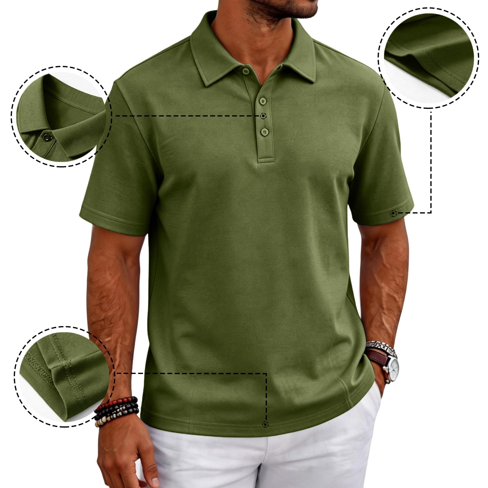 MOKBAY Polo Hombre Manga Corta Casual Fincut Moda Slim Fit Fitness Camisetas Manga Corta Hombre Transpirable Verano Elásticas Trabajo Camisas