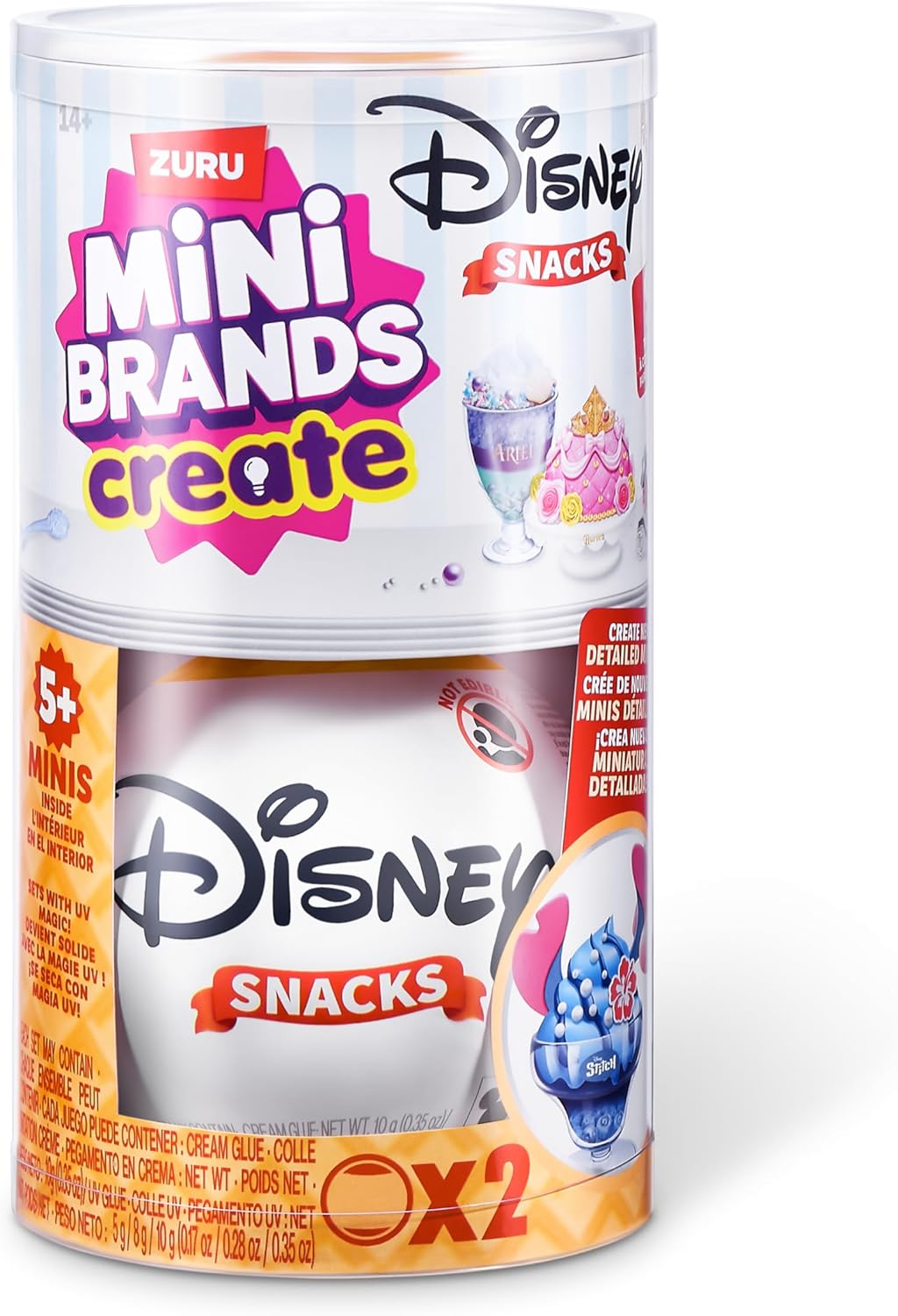 Mini Brands Create Disney Snacks Series 1 Capsule by ZURU, Licensed Mini Collectibles, Mystery Blind Packaging, DIY, Crafts, Resin Play, Novelty, Replica Food, NOT Edible, 8+ (2 Capsules) - Image 3