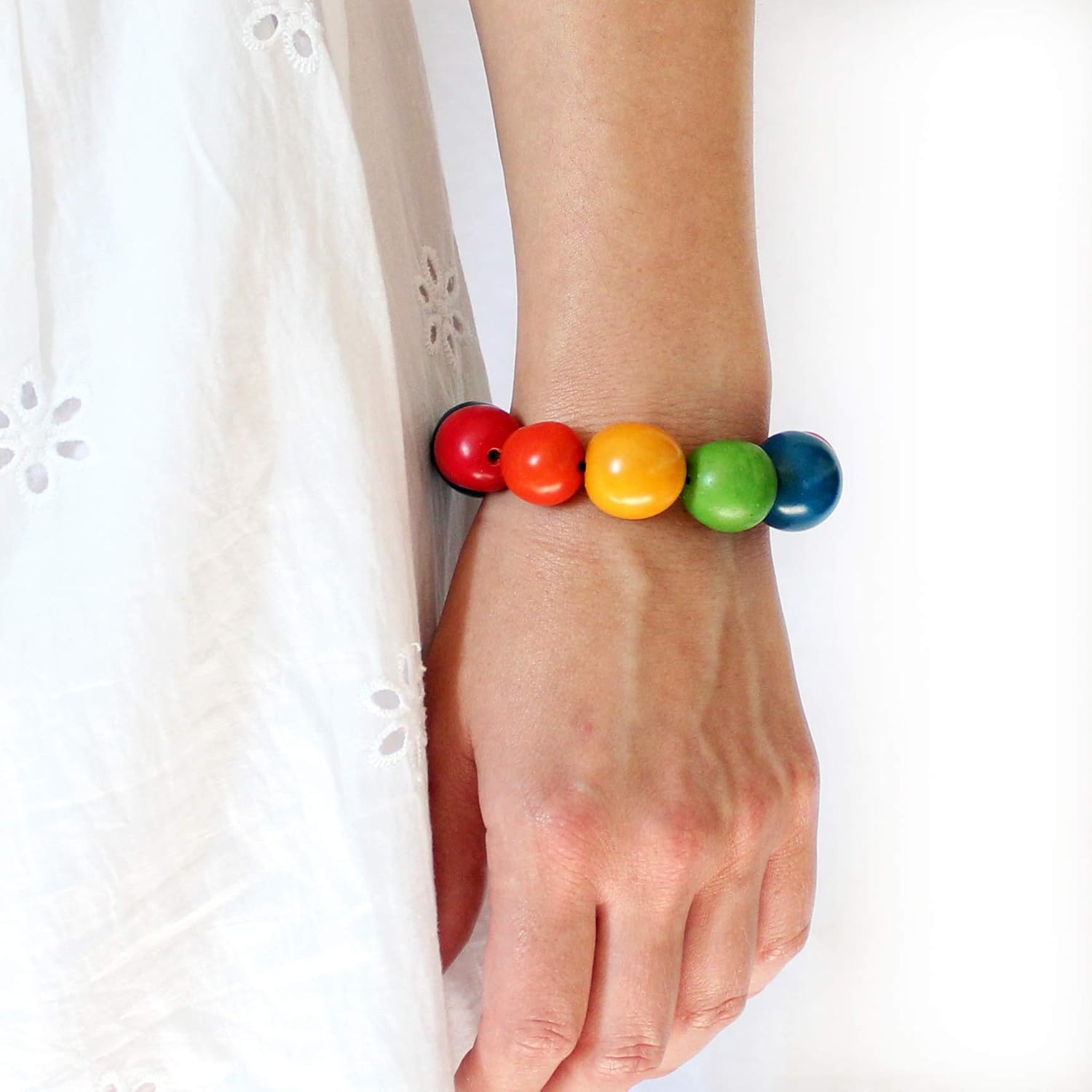 Tagua Bracelet Spheres in Multicolor Handmade Fair Trade