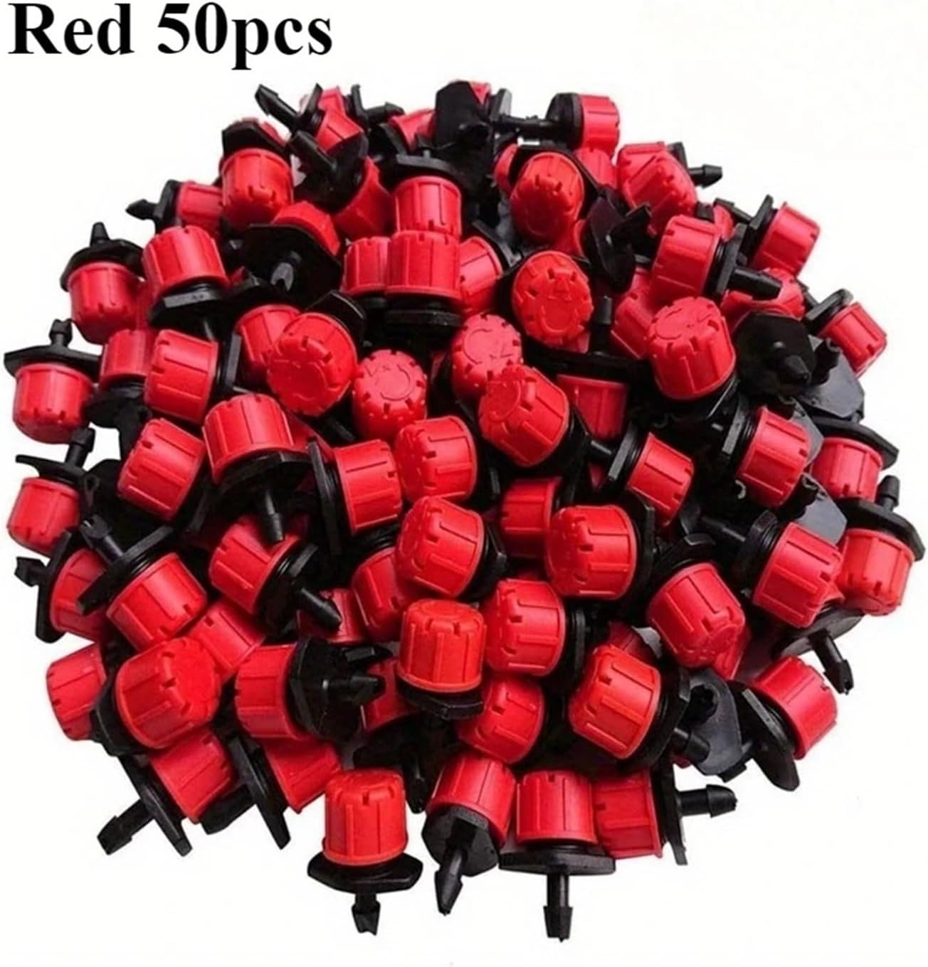 Adjustable Irrigation Drippers 50/100 Pieces Adjustable Irrigation drip Head Spray emitter Micro System(Red 50pcs)