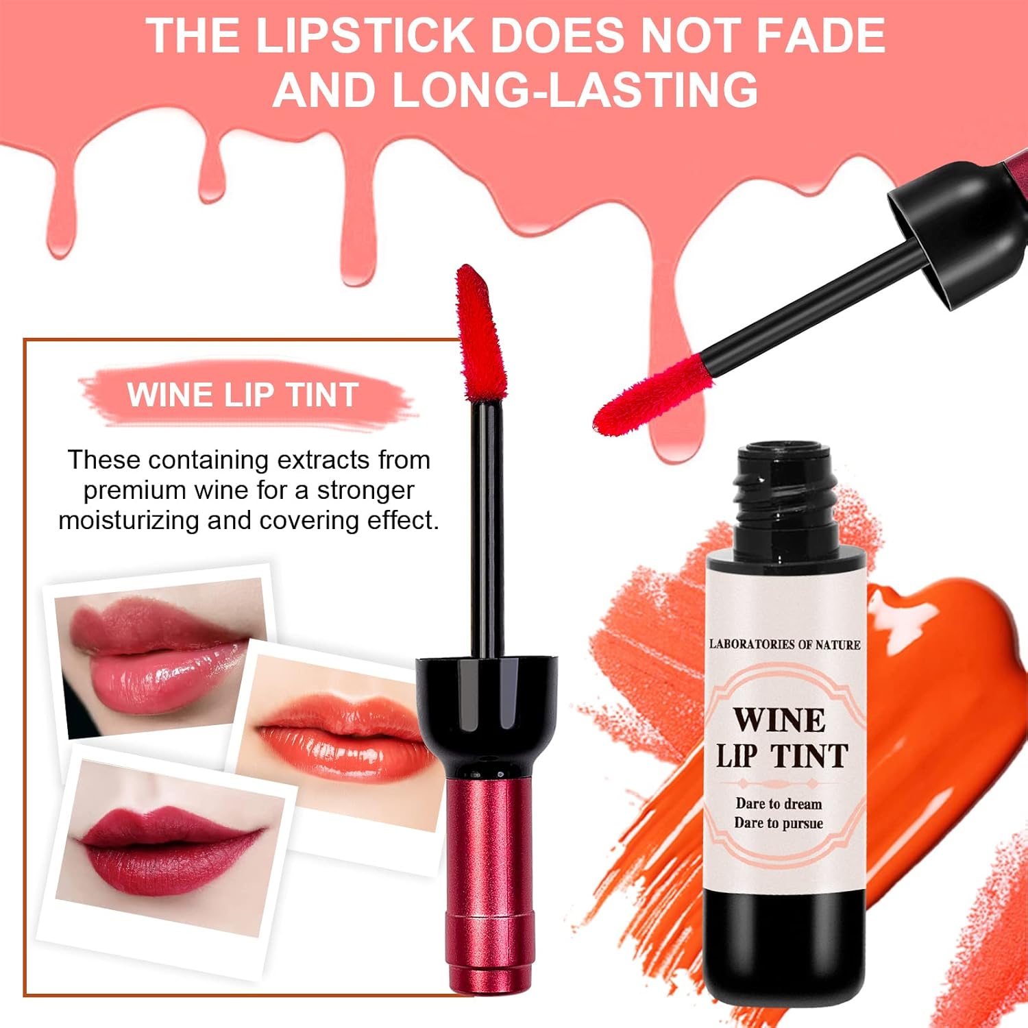 6 Colors Lip Stains Set Wine Liquid Lipstick, Long Lasting Moisturizing