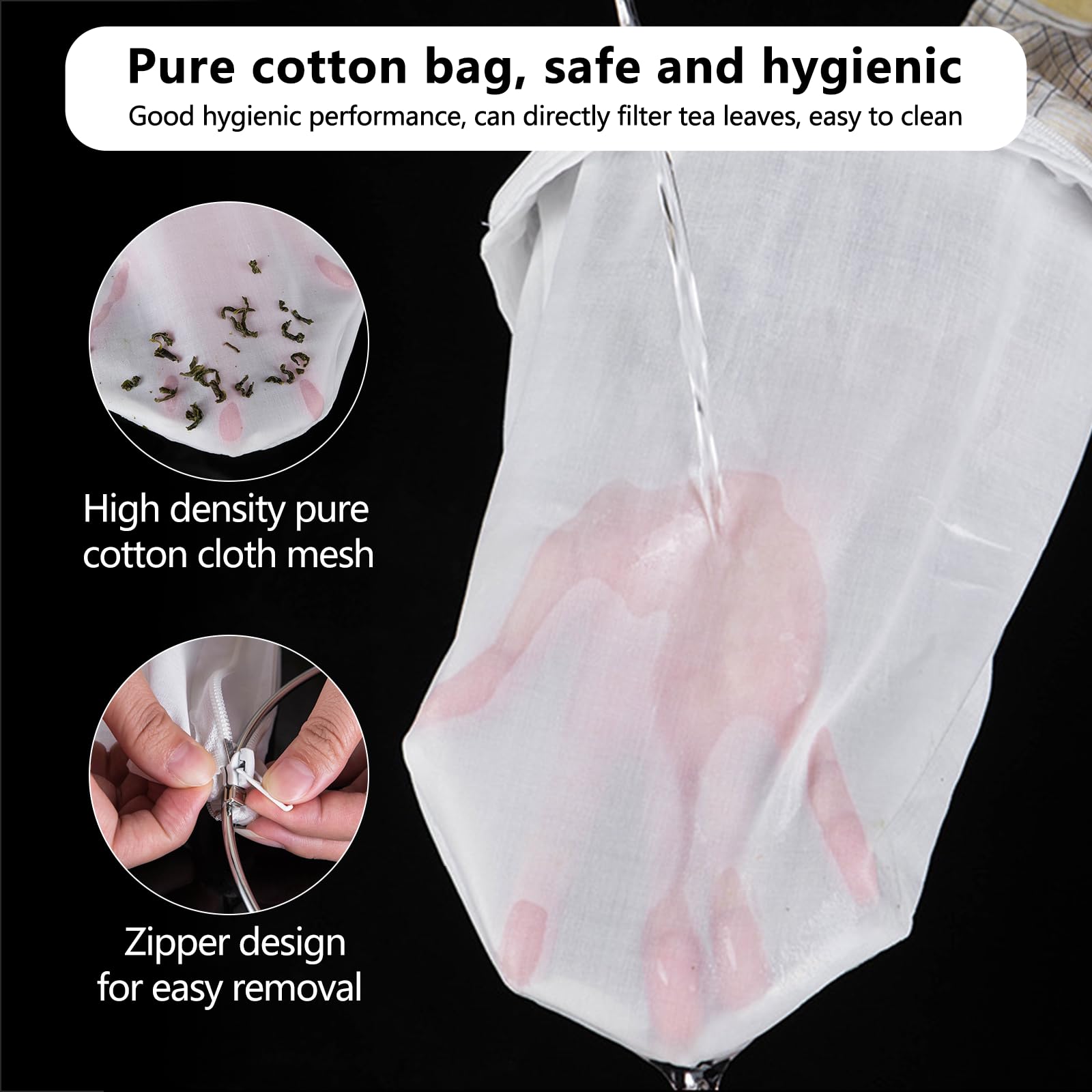 4 Pièces Sac à Lait de Noix Tissu Passoire en Coton Lavable avec 2
