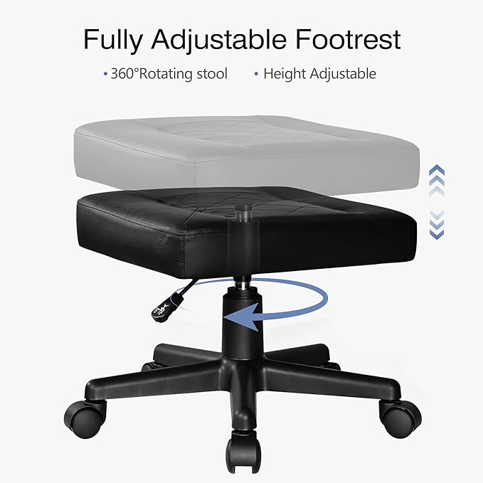 Reposapiés Ergonómico VECELO con Ruedas, Ajustable, Negro miniatura 4