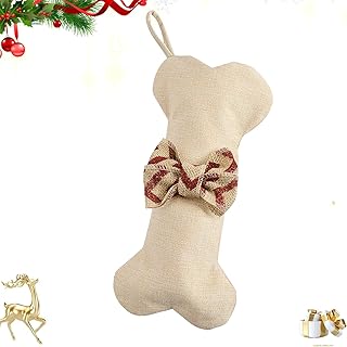 Dog Christmas Stocking | Cute Dog Bone Stockings Christmas Stockings Bulk with Bow Tie | Pet Christmas Stockings for Schoo...