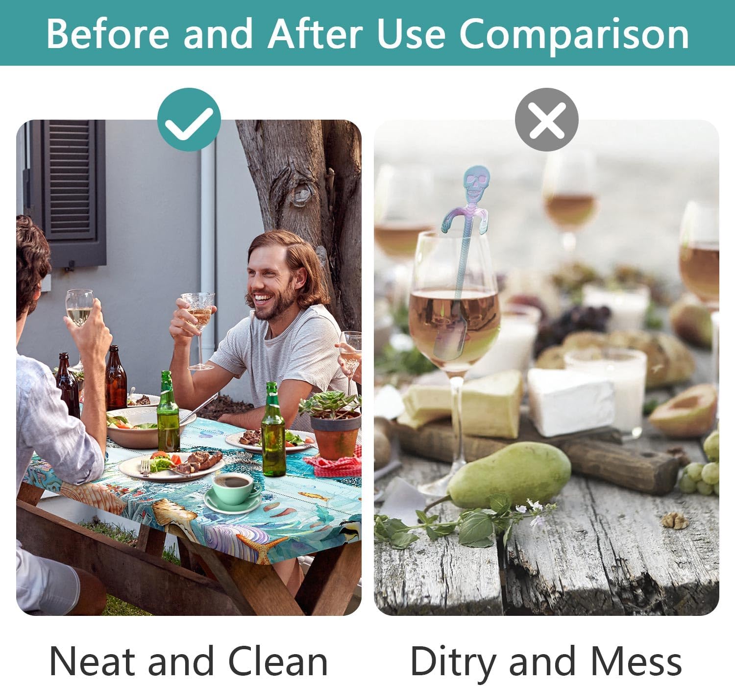 Ocean Sea Turtles Picnic Table Cover with Bench Covers and Bag, Camping Essentials, Waterproof Windproof, Fitted Tablecloth Cover with Elastic Edge, for Indoor & Outdoor, Garden, 3 PCS, 30x72 Inch