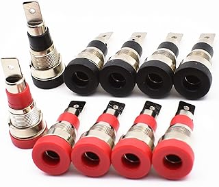 10Pcs Black and Red 4mm Banana Jack Socket Female Adapter Panel Mount Binding Post for 4mm Banana Plug Connectors