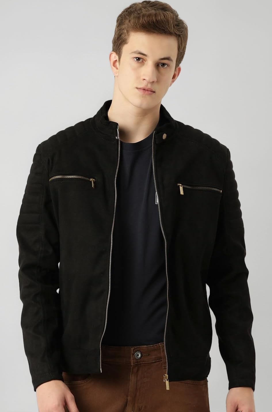 Men's Suede Faux Leather Jacket