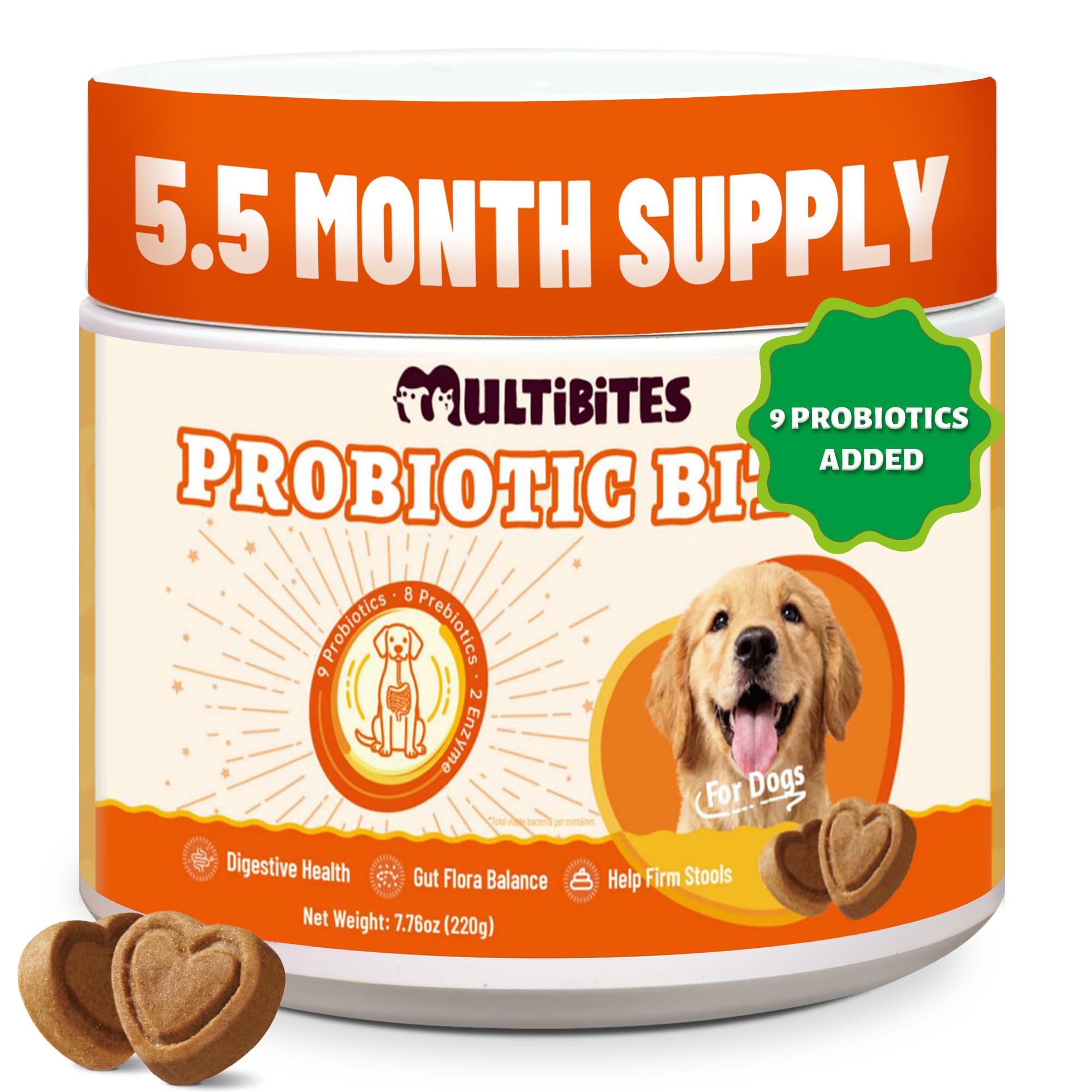 MULTIBITES 220g Probiotics for Dogs for Allergies and Itchy Skin – Supports Gut & Digestive Health with Prebiotics & Probiotics, Pumpkin for Dog, Helps with Diarrhea & Constipation Relief