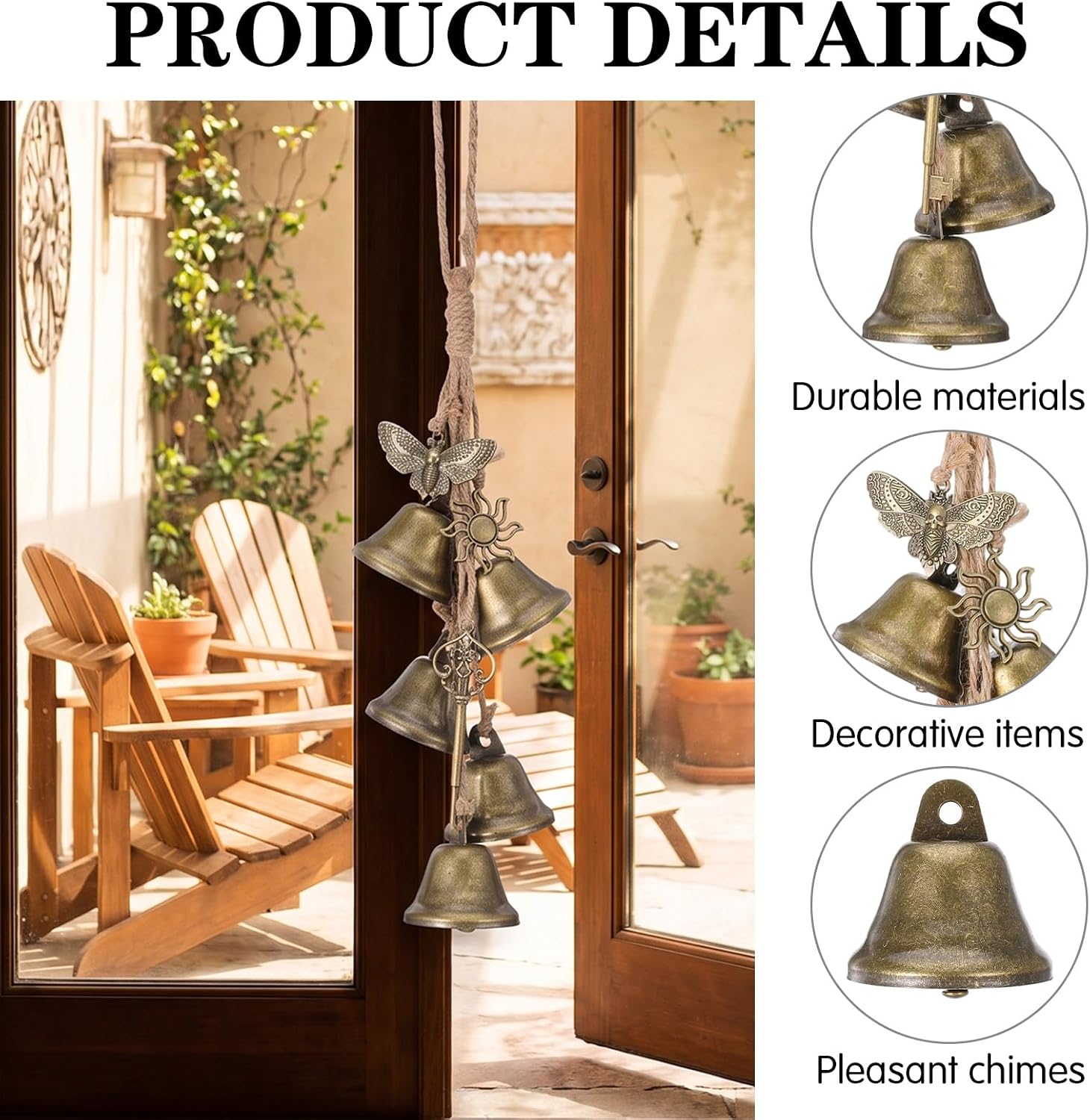 Witch Bells for Door Knob Hanging Handmade Brass Protection Witches Bells